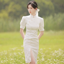 French niche design sense cheongsam summer white improved young girl temperament dress 2021 New