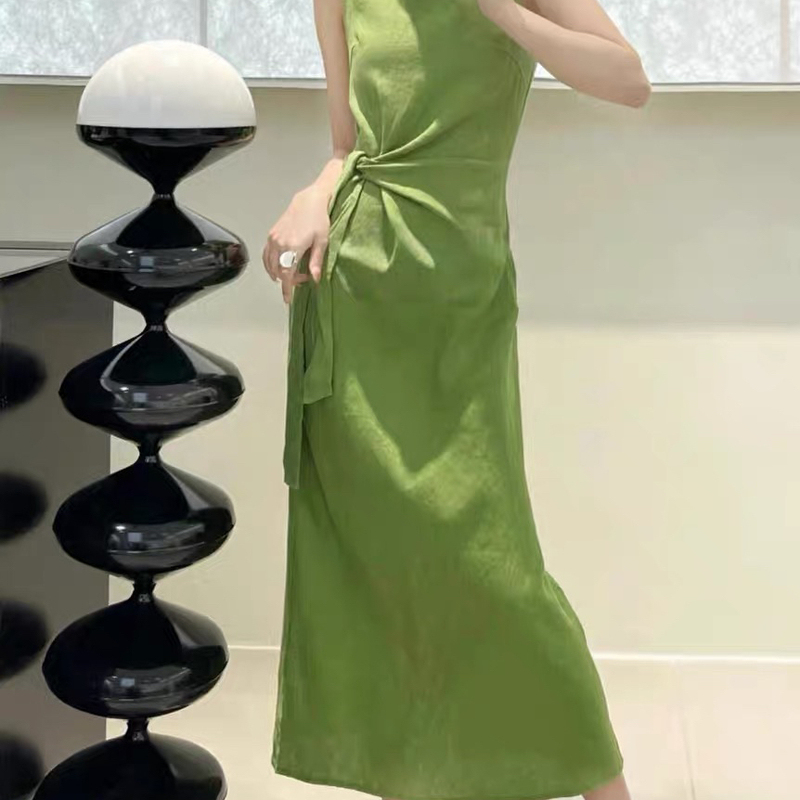 European Station 2026 Spring/Summer New French-Style Fashion Design, High-End, Slimming Linen Sleeveless Dress for Women