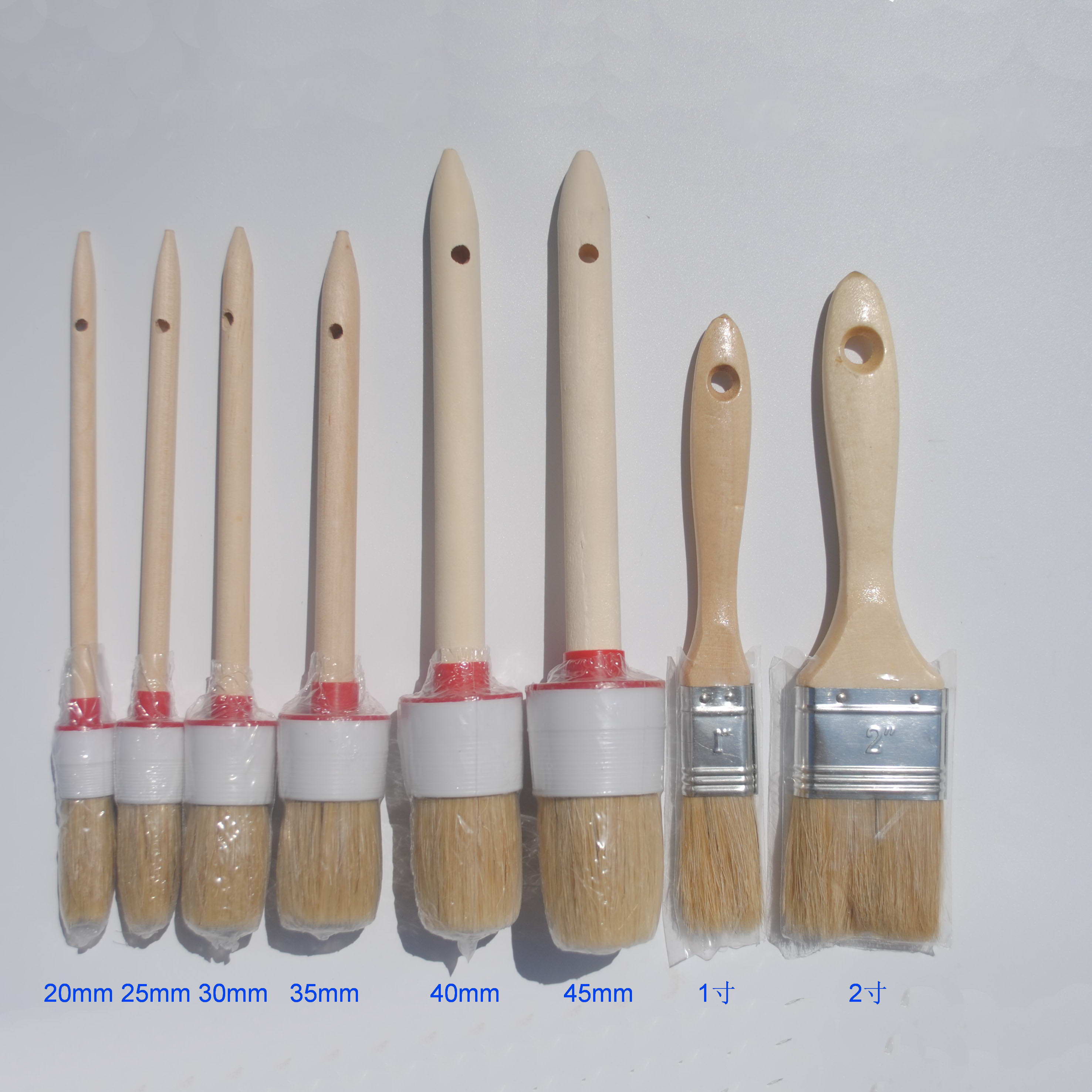 Detail brush pig brush Small round brush small flat brush Wooden handle pig brush tuyere brush slit brush car brush