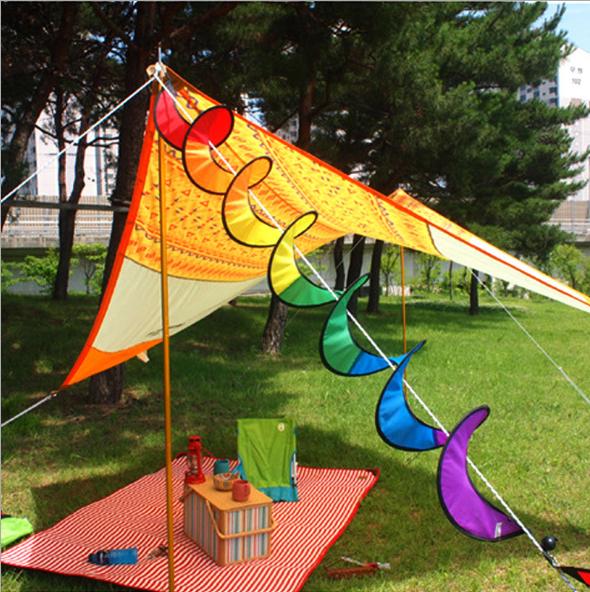 South Korea Outdoor Seven Color Wind Bar Wild Camp Windmills Toys Waterproof Christmas Flag Hanging with Decorative Hair Dryer on both sides Quick-hanging
