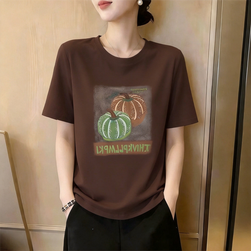 2026 New Fashion Pumpkin Print Short-Sleeve T-Shirt for Women, Summer Style, Loose Fit, Unique and Super Stylish Top