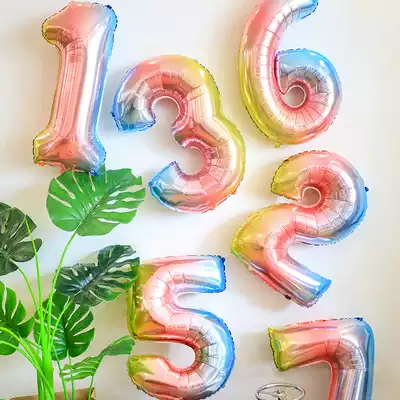 Baby 100 days full moon birthday theme macaron balloon decoration creative aluminum film digital scene layout