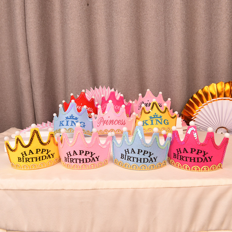 Children's baby princess crown with light hat party party electronic light prince hat small birthday hat