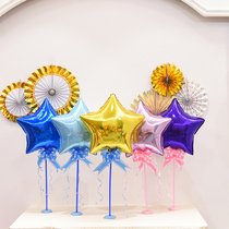 Pentagon star aluminum film balloon table floating arrangement baby one year old 100 day birthday party banquet table decoration