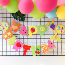 Flamingo theme decoration pull flag ins birthday party kindergarten decoration banner girl heart room layout