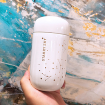 Korean version of the creative portable mini small starry sky insulation cup for men and women fresh and simple student couple big belly water cup