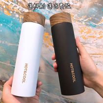 Korean version of simple and fresh literature and art men and women students thermos creative portable tea leak tea office water cup