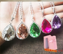 Shiny water drop cartoon necklace childrens crystal birthday neck imitation Crystal Princess kindergarten item girl
