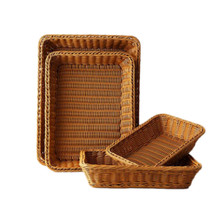 Rectangle Bread Basket Rattan Storage Basket Food Fruit Vege