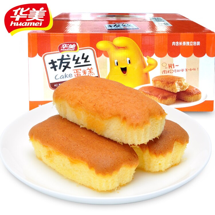 Huamei Pulled Cake 1kg FCL Casual Net Red Snacks Meat Floss Brushed Bread Cheese Breakfast Afternoon Tea