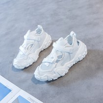 WUXIE-style genuine leather dad breathable net leisurely low-bottom white shoes