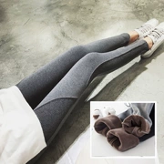 Cộng với quần legging nhung dày cho nữ mặc mùa thu đông mới khâu ren cao eo phiên bản Hàn Quốc của quần cotton chân ấm quần - Quần tây thường