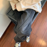 Очень большие ретро демисезонные джинсы подходит для мужчин и женщин, штаны, большой размер, в американском стиле, высокая талия, свободный прямой крой, стройный силуэт