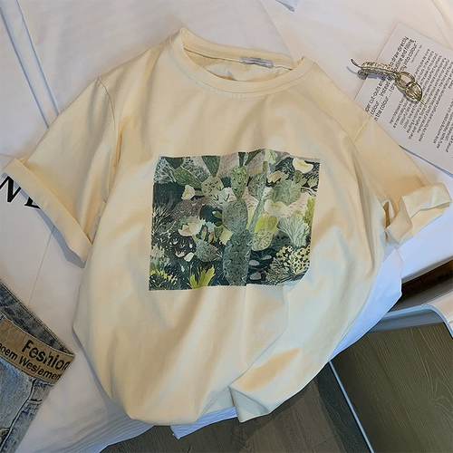 Tide, белая летняя футболка, большой размер, короткий рукав, коллекция 2021, в корейском стиле