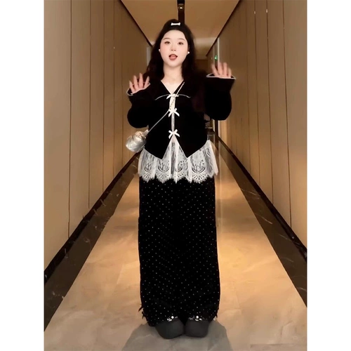 Кружевные штаны с бантиком, комплект, большой размер, эффект подтяжки, 3 предмета, осенние