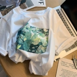 Tide, белая летняя футболка, большой размер, короткий рукав, коллекция 2021, в корейском стиле