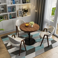 1 Круглый стол грецкого ореха + 3 белая масляная восковая кожа [№ 16]