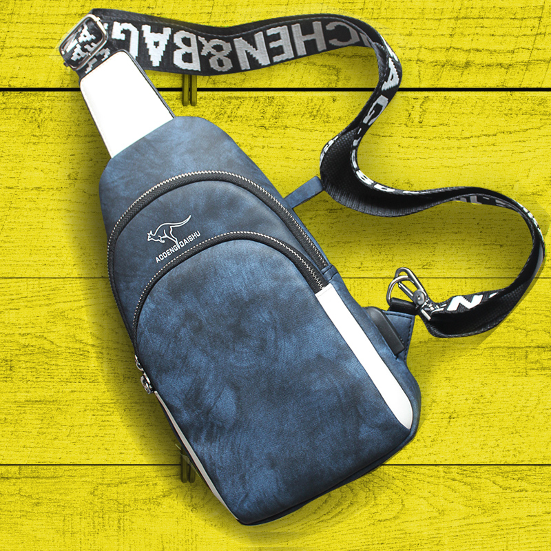 Kangaroo Men Skew Satchel male Tide Cards Men's Bag Bag Single Shoulder Diagonal Satchel Casual Fashion Boy Chest Bag