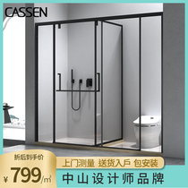 CASSEN shower room partition T-type stainless steel bathroom a dual-use T-shaped glass sliding door single sliding door