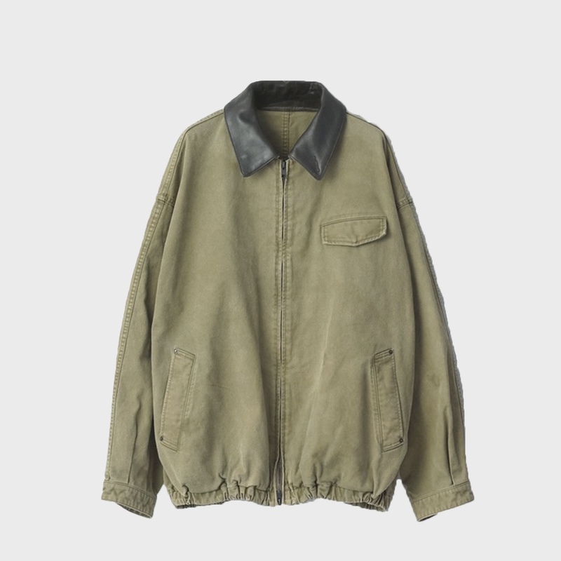 In Transit Ssstein 26Aw Vulcanized Dyed Leather Collar Silhouette Zipper Jacket In Transit Ssstein 26Aw Vulcanized Dyed Leather Collar Silhouette Zipper Jacket