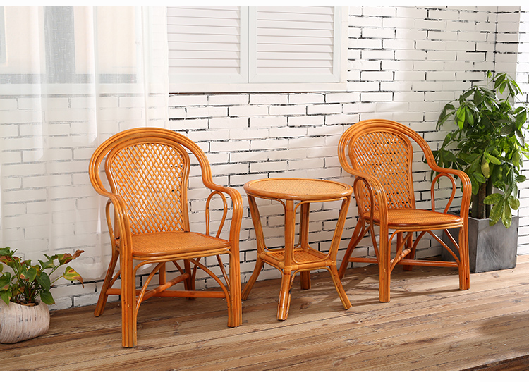Wicker ghế cà phê bàn ​​ba bộ ghế mây thật tự nhiên ngoài trời đơn giản giải trí ban công bàn và bộ đồ nội thất kết hợp bộ - Bàn ghế ngoài trời / sân ghế ban công chung cư