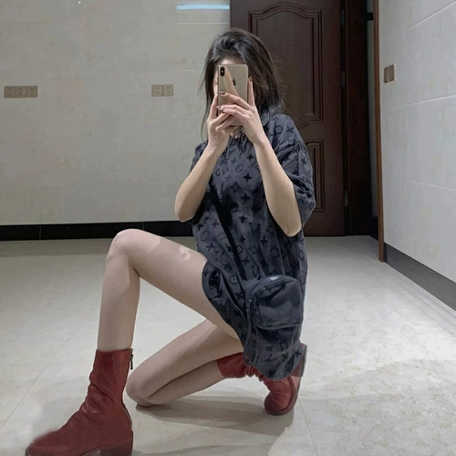 Летняя бархатная парная одежда, ретро футболка с коротким рукавом, для влюбленных