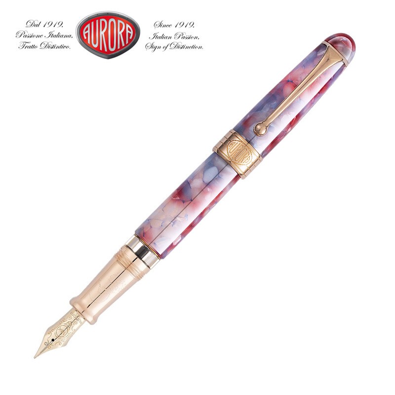 [Optional Number] Italian Aurora/Fuji Zakura Fountain Pen 18K Gold 88 Series Limited Edition 588 Mount Fuji Cherry Blossom Red Koi High-End Gift Box Set