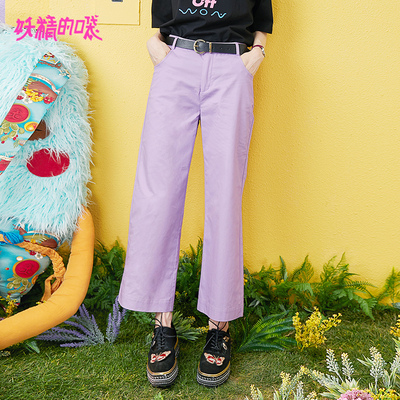 taobao agent Fairy pocket 2020 Summer new female Hong Kong flavor cotton pendant sensation is thin straight -legged pants dad pants