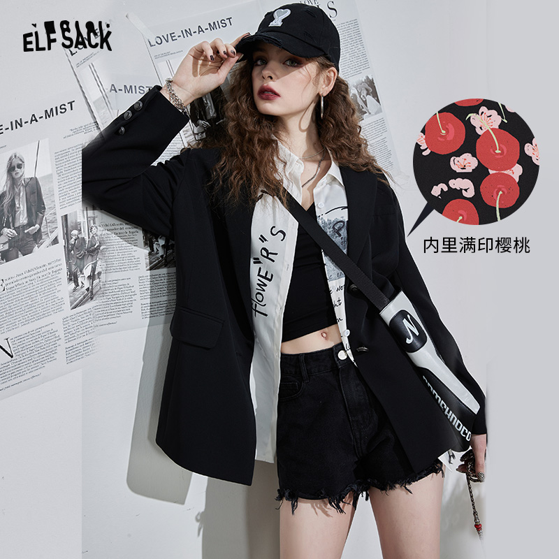 (new) Selfie Pocket Superior Black Suit Jacket Woman 2022 Spring Niche Casual Little West Suit