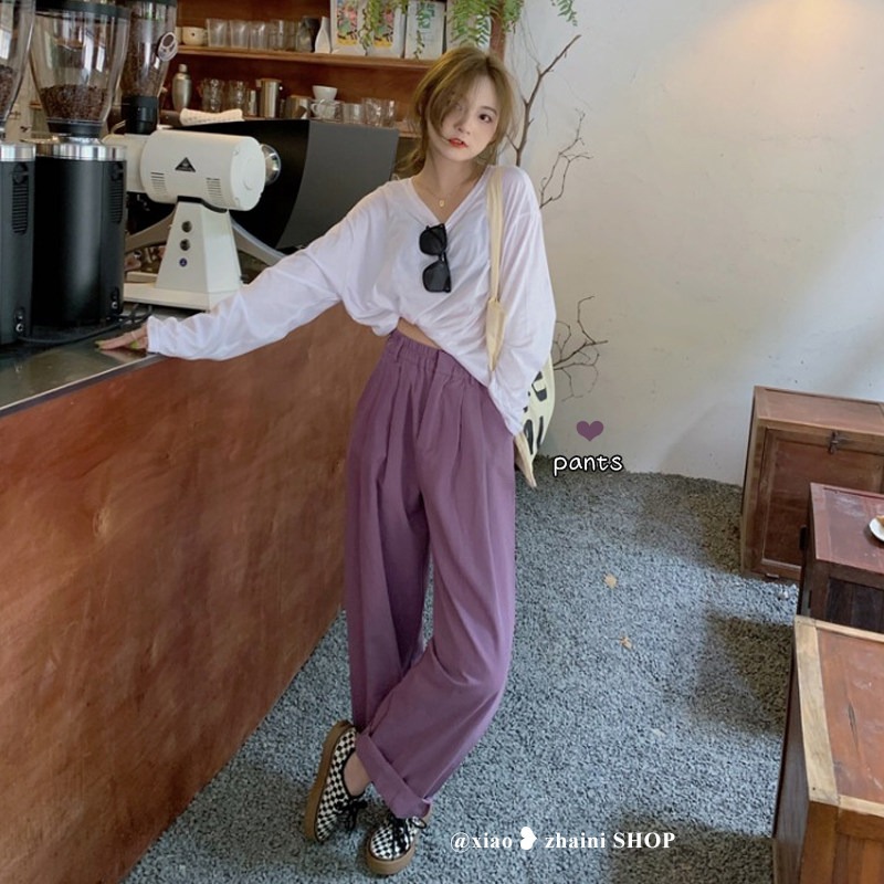 Retro Broadlegged Pants Woman 2022 New Spring High Waist Straight Drum Long Pants Loose Display Slim Drag Pants Casual Pants