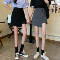 Irregular a-shaped skirt female Spring and Autumn New High waist thin temperament Joker black short hip skirt tide