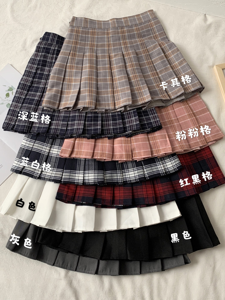 Skirt 2021 new spring high waist jk plaid skirt women's pleated skirt summer black short skirt a-line skirt