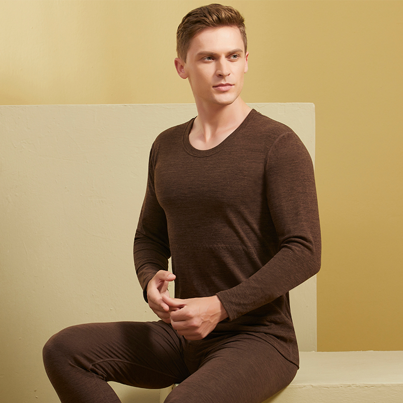 Round Collar Autumn Clothing Sanitary Pants Men's Glint Thickened Winter Anti-Chill Clothes Youth Hit Bottom Suit Men Patch Fever Coat