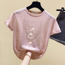 Boomer Reworked Short Sleeves Women Blouse Summer 2022 New Thin Korean version 100 hitch casual t-shirt Loose Undershirt