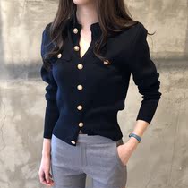 Knitted cardigan womens 2021 spring new short Korean slim sweater casual retro long-sleeved small jacket top