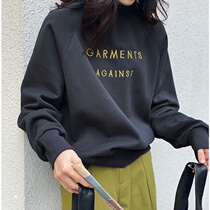 Sweatshirt female spring autumn 2022 new loose Korean version bf embroidered semi-high collar plus suede thickened jacketing jacket Chains