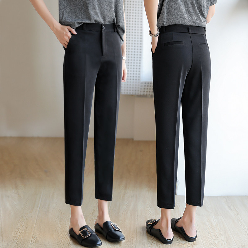 Tide brand suit pants women's spring Korean version all-match formal dress professional straight nine-point pants high waist small feet summer casual pants
