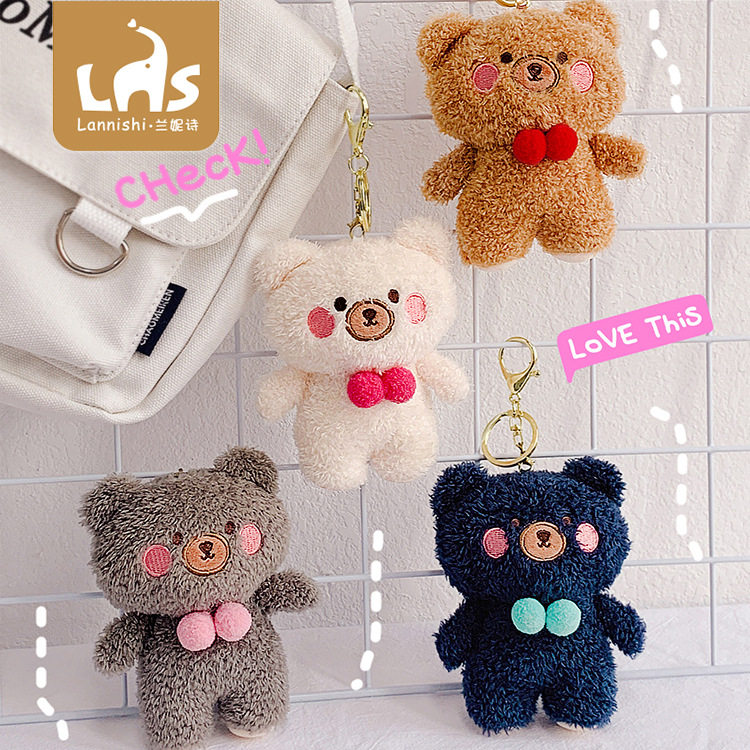 Paparazzi Hanging Accessories Gift Lovers Cartoon School Bags Key Buttons Pendant Cute Plush Small Bear Little White Bear Girl Hearts