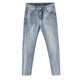 LUUD Summer Simple Washed Distressed Jeans Men's Slim Retro 9-Point Pants Light Color Small Leg Pants trendy