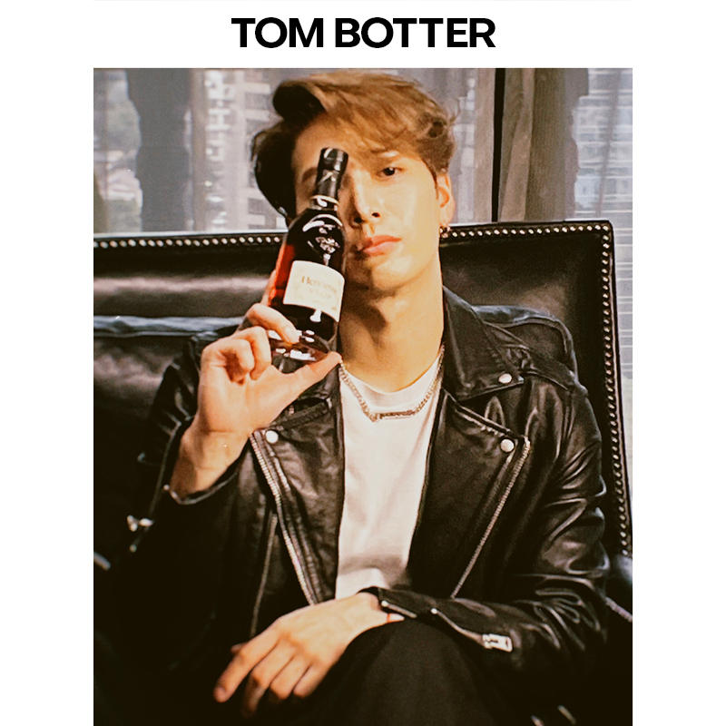 Tom Botter Jackson Wang Style Vegetable-Tanned Sheepskin Motorcycle Jacket Men's Genuine Leather Jacket with Diagonal Zipper Trendy Tom Botter Jackson Wang Style Vegetable-Tanned Sheepskin Motorcycle Jacket Men's Genuine Leather Jacket with Diagonal Zipper Trendy