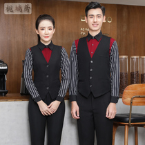 Hotel waiter overalls mens and womens long sleeves plus velvet thickened autumn and winter set catering hot pot restaurant work clothes
