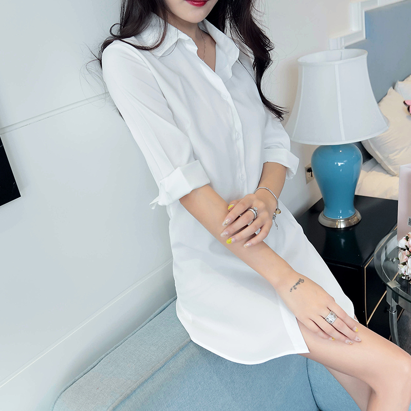 Qina: Cloudy and Flowy~ Chiffon White Shirt for Women, High-End Light Luxury, Age-Reducing, Ice Silk, Loose-Fitting, Slimming, Elegant Shirt