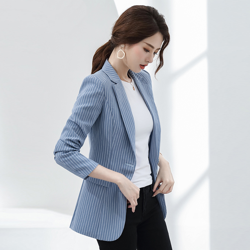 Elegant Striped Blazer for Women, Drapey Casual Blazer, British Style, Retro Hong Kong Style, Professional Attire for Spring and Autumn Elegant Striped Blazer for Women, Drapey Casual Blazer, British Style, Retro Hong Kong Style, Professional Attire for Spring and Autumn