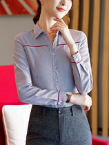 Professional Shirt Woman Long Sleeve Spring Autumn New Stripe Korean Version Fashion Temperament Shirt Work Suit Right Fit Blouse