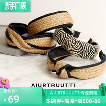 AI-Style Retro Holiday Hair Stirrup Mesh Red Blomain Ins Teenage Girl Hair Accessories Grass Weave Head Stirrup Hairpin Accessories