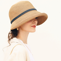 AI French blogger ins Curly straw hat face small foldable sunscreen hat Woven hat womens summer sun hat