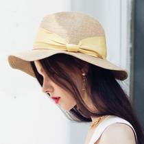 AI2022 years New Japanese bookings Grass Knitted UV Butterfly Knots Flat Top Straw Hat Sunscreen Hat Children Summer Sun Hat