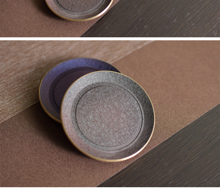 Brass color cup pad insulation pad saucer ceramic story Japanese creative kung fu tea accessories with zero