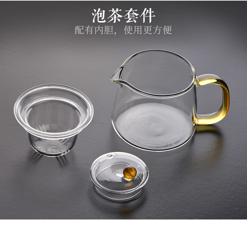 Ấm trà đơn nồi nhà bộ lọc hoa ấm trà nhiệt độ cao bong bóng ấm trà trà thủy tinh hoa ấm trà đặt - Trà sứ ly thủy tinh uống trà