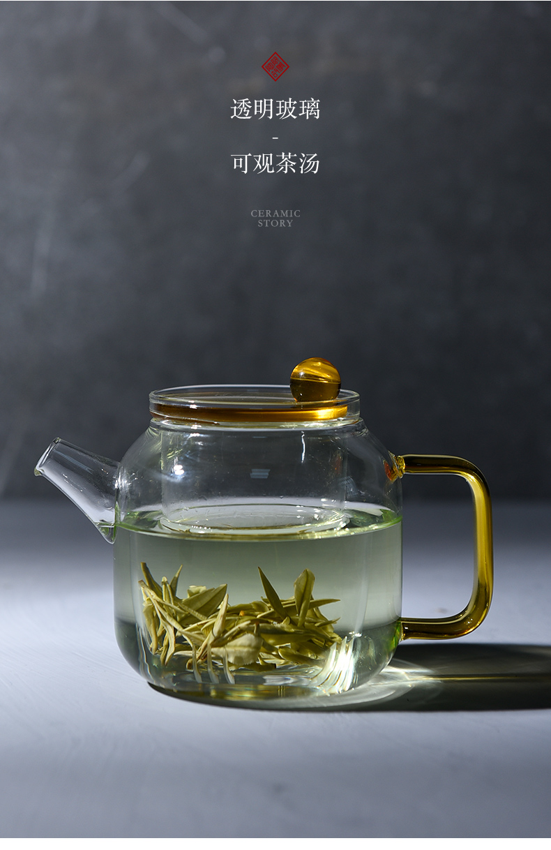 Ceramic story glass teapot high - temperature thickening filtering separation of tea, green tea teapot household utensils suits for